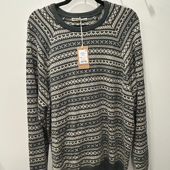 Marine Layer XL NWT Knox Fair Isle Sweater Green Gables/Oatmeal Holiday 2023